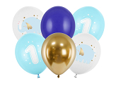 Ballons 30 cm, 1 Geburtstag, Pastel light blue (1 VPE / 6 Stk.)