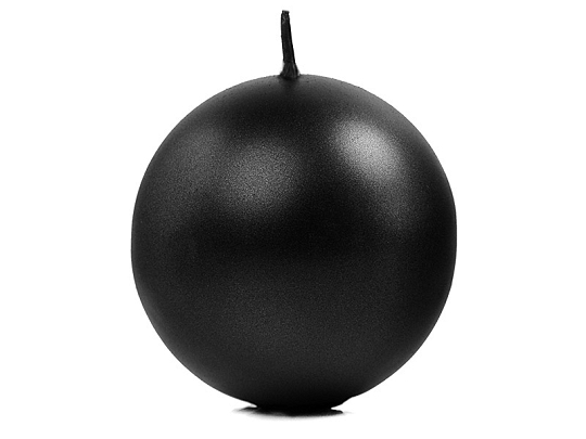 Bougie Sphère métallique, noir, 8cm (1 pqt. / 6 pc.)