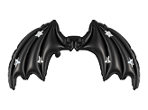 Foil Balloon Bat Wings, Black Matte with Stars, 85 x 50 cm