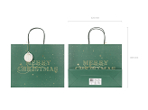 Sac cadeau Merry Christmas, vert bouteille, 32,5x26,5x11,5cm