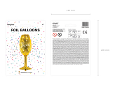 Folienballon Glas, 28x80cm, gold