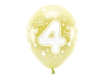 Ballons Eco 33 cm, chiffre '' 4 '', or (1 pqt. / 6 pc.)