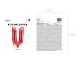 Balon foliowy Litera ''U'', 35cm, czerwony