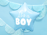 Folienballon Stern - It's a boy, 48cm, hellblau