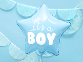 Balon foliowy Gwiazdka - It's a boy, 48cm, jasny niebieski
