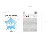 Ballon Mylar Etoile - It's a boy, 48cm, bleu clair