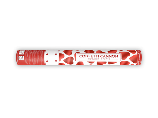 Canon à confettis avec coeurs, rouge, 40cm