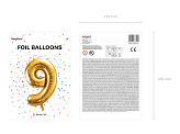 Folienballon Ziffer ''9'', 86cm, gold