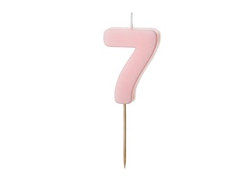 Świeczka urodzinowa Cyferka 7, jasny różowy, 5.5 cm