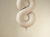 Balon foliowy Cyfra '8', 86cm, jasny beż