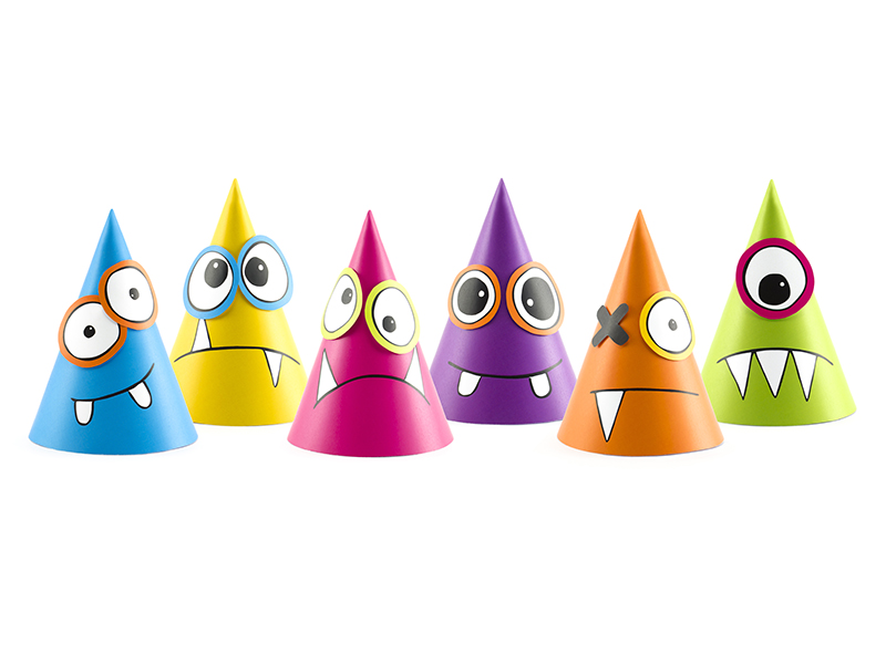 Pappershatt – Monster – mix – 16 cm – 6-pack