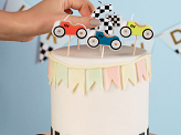 Bougies d'anniversaire voitures de course, 2-3 cm, mix (1 pqt. / 5 pc.)
