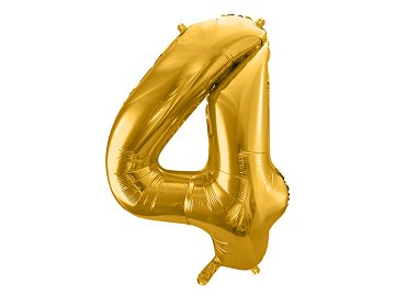 Folienballon Ziffer ''4'', 86cm, gold