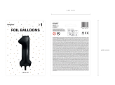 Folienballon Ziffer ''1'', 86cm, schwarz