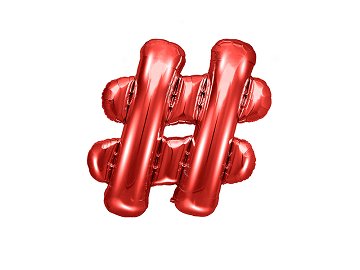 Balon foliowy znak ''#'', 35cm, czerwony