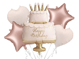 Foil balloon set Pastel Cake Happy Birthday, mix (1 pkt / 5 pc.)