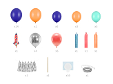 Balloon garland - Rocket, mix, 154x130cm