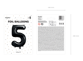 Ballon en Mylar Chiffre ''5'', 86cm, noir