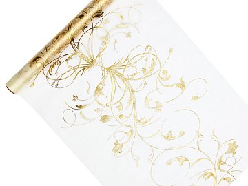 Organza mit Aufdruck, creme, 0,35 x 9m