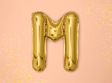 Balon foliowy Litera ''M'', 35cm, złoty