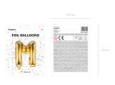 Ballon Mylar lettre ''M'', 35cm, doré