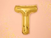 Balon foliowy Litera ''T'', 35cm, złoty