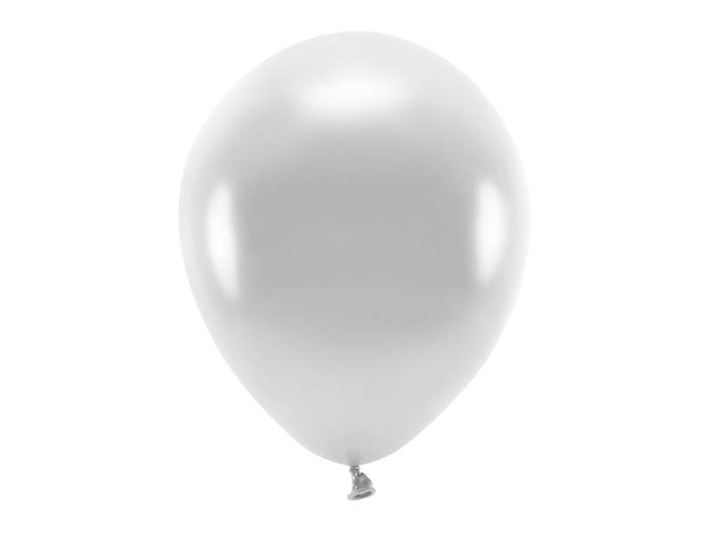 Latexballong ECO – metallisk – silver – 30 cm – 10-pack