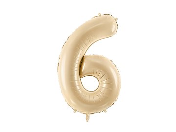 Foil Balloon Number ''6'', 72cm, beige