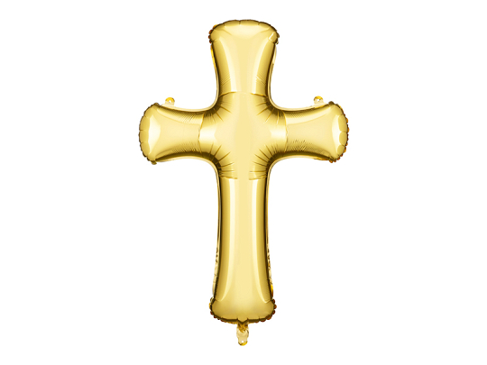 Balon foliowy Krzyż, 103.5x74.5 cm, złoty