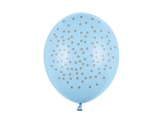 Ballons 30 cm, Pois, Bébé bleu pastel (1 pqt. / 6 pc.)