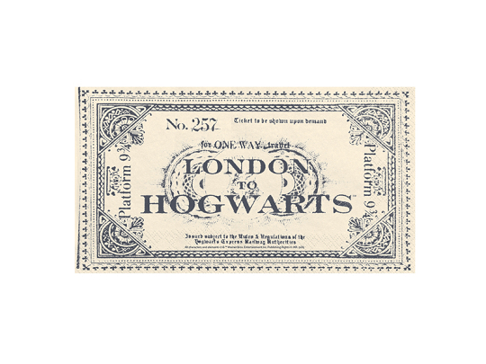 Serwetki Harry Potter Bilet London to Hogwarts, 33x40 cm, beżowe (1 op. / 20 szt.)