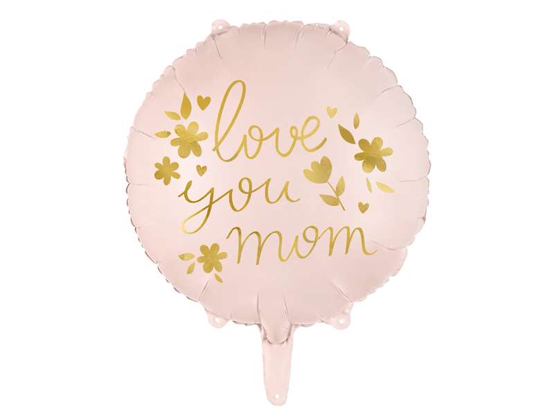 Folieballong – Love You Mom – rosa – 45 cm