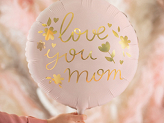 Ballon en Mylar ''Love you mom'', 45 cm, rose