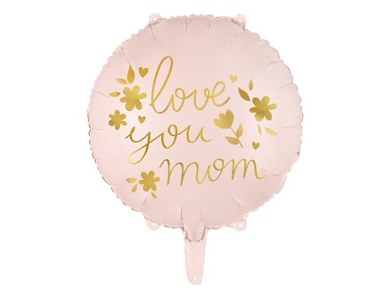 Balon foliowy ''Love you mom'', 45 cm, różowy