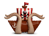 Standing foil balloon Pirate Ship, 120x91 cm, brown