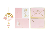 Carte de vœux avec suspension décorative, 14x20 cm, rose clair