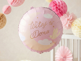 Ballon aluminium pastille ''Witaj w Domu'', 35x35 cm, rose clair