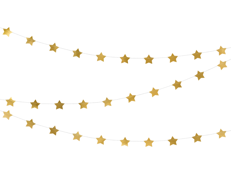 Pappersgirlang – Stjärnor – guld – 3.6 m
