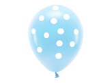 Ballons Eco 33 cm pastel, à pois, bleu (1 pqt. / 6 pc.)