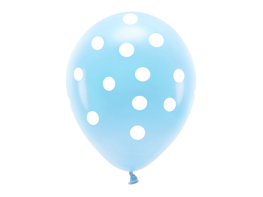 Balony Eco 33 cm pastelowe, Kropki, błękit (1 op. / 6 szt.)