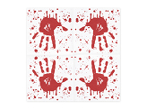 Servietten Blutige Hand, 33x33 cm, weiß-rot (1 VPE / 20 Stk.)
