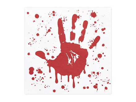 Napkins Bloody hand, 33x33 cm, white and red