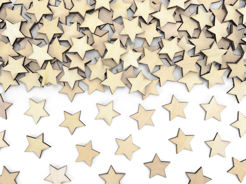 Träkonfetti – Stjärnor – 2x2 cm – 50-pack