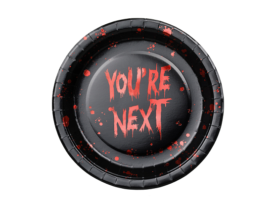 Paper plates You're next, 23 cm, black-red (1 pkt / 6 pc.)
