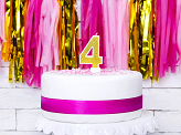 Bougie d'anniversaire Chiffre 4, dorée, 7 cm