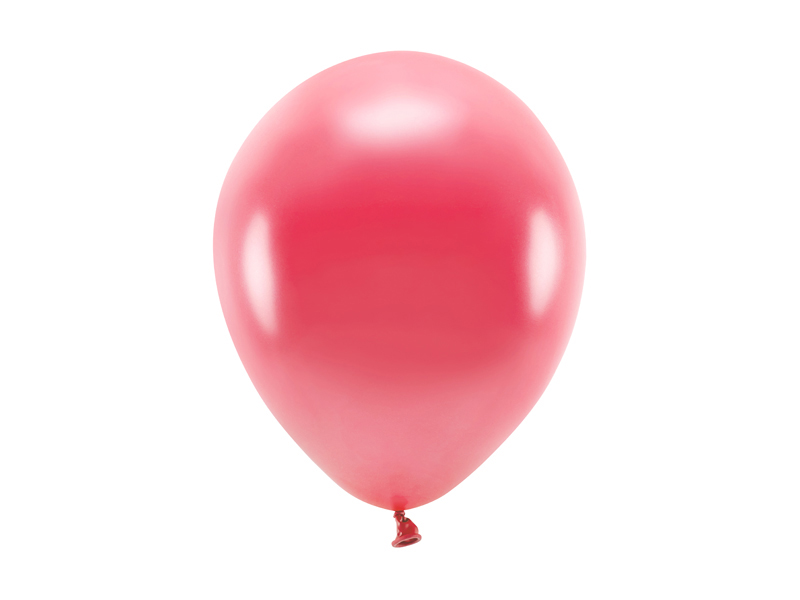 Latexballong ECO – metallisk – ljusröd – 26 cm – 10-pack