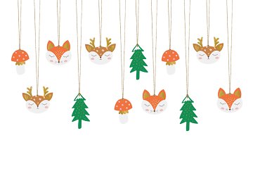 Gift tags Forest, mix (1 pkt / 12 pc.)