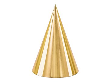 Party hats, gold, 16cm (1 pkt / 6 pc.)