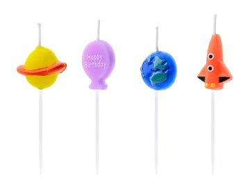 Birthday candles Space, mix, 2-3cm (1 pkt / 4 pc.)