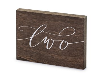 Wooden table number, ''Two'', 2x18x12.5 cm